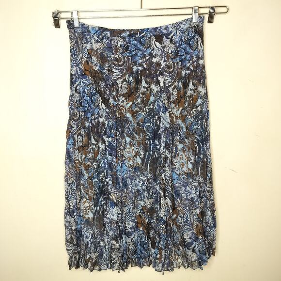 Chico's Paisley Crinkle Pleated Maxi Skirt Boho Floral - Picture 1 of 9